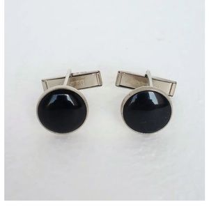 Black onyx vintage PIONEER CUFF  LINKS  IN silver love condition